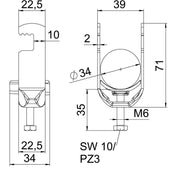 OBO Bettermann - Bügelschelle BS-F1-K-34 A2 28-34mm − 25 Stück