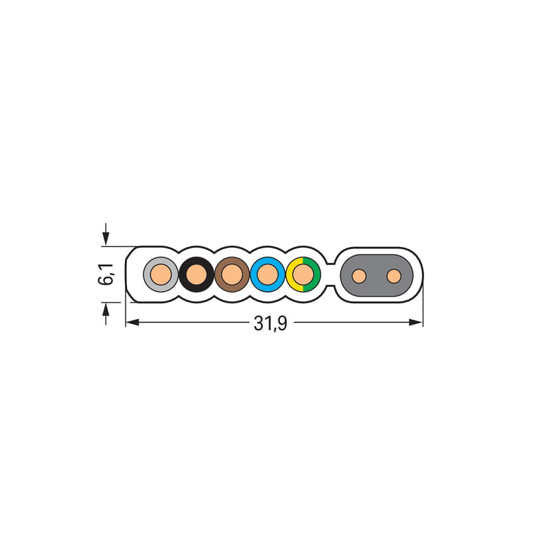 WAGO - Energiekabel < 1 kV, für ortsveränderlichen Einsatz Flachleitung 897-262 Cca,5G2,5mm²2x1,5mm²
