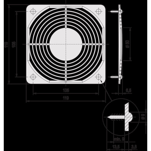 Schroff - Filter (Gehäuse/Schaltschrank Klimatisierung) Schutzgitter 60225052 zum Einclipsen − 10 Stück