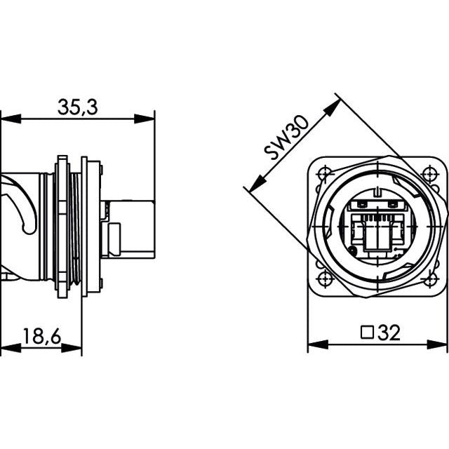 Telegärtner - Modularer Steckverbinder STX V1 Flanschset 100007415 RJ45 Coupler Cat6 M