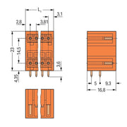 WAGO - Leiterplattensteckverbinder THT-DoppelstockStiftleiste 734-433 1,0x1,0,abgew.,or − 100 Stück