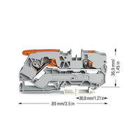 WAGO - Durchgangs-Reihenklemme Durchgangsklemme 2110-5201 2-Leiter, 10 qmm, gr − 25 Stück