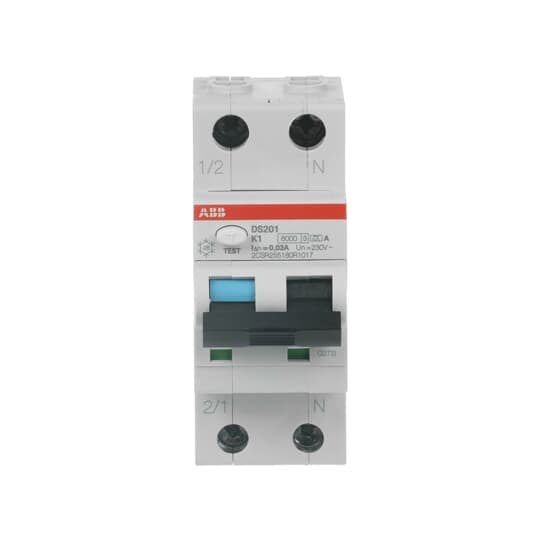 ABB Stotz S&J - Kombination FI-Schalter/Leitungsschutzschalter FI/LS-Schalter DS201A-K1/0,03 6kA, 1p+N
