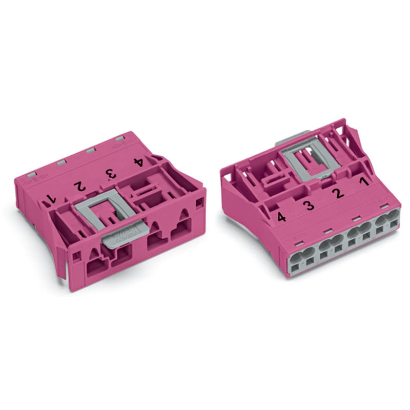 WAGO - Geräteanschluss für steckbare Gebäudeinstallation Snap-In-Stecker 770-794 4-polig,Kod. B,pink − 100 Stück