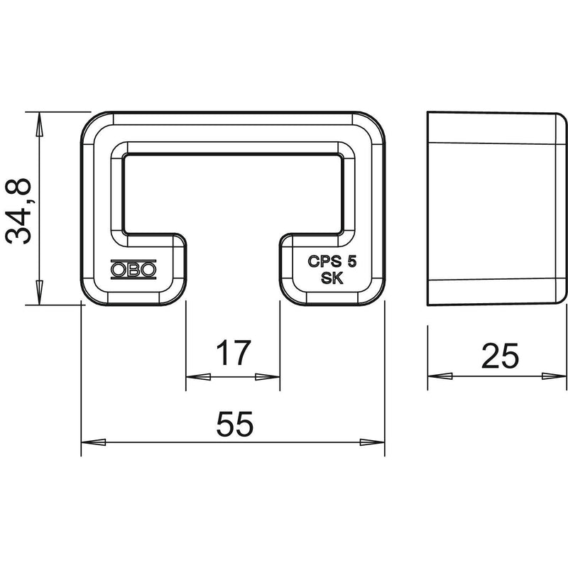 OBO Bettermann - Schutzkappe/Abdeckung für Stiel/Profilschiene Schutzkappe MS5030 SK zu Schiene CPS 5 − 25 Stück