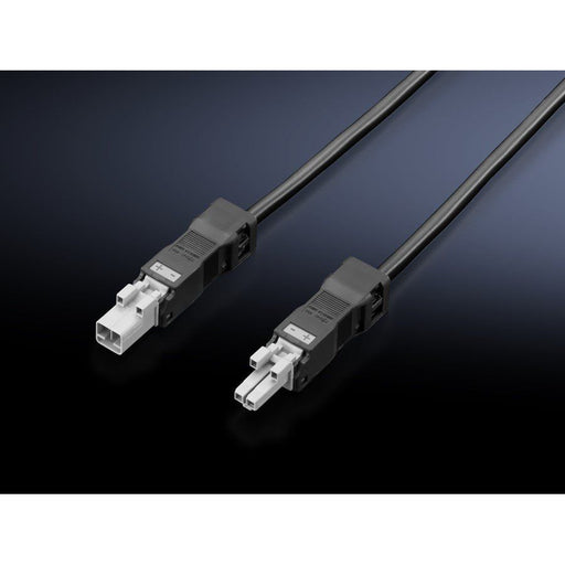 Rittal - Netzanschlussleitung Durchgangsverdrahtung 2-p. SZ 2500.440 (VE5) sw 1000mm m.St.+Bu