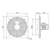 Maico - Explosionsgeschützter Ventilator Axialer Wandventilator DAQ 63/8 Ex 7125m3/h, NW630 8P