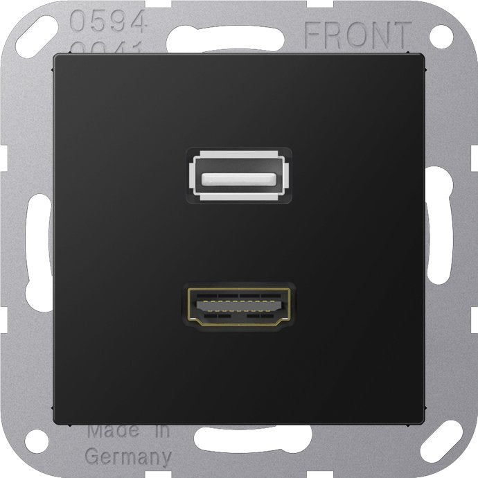 Jung - Multifunktions-Anschlussdose Multimedia-Anschlusssystem MA A 1163 SWM graphitschwarz matt