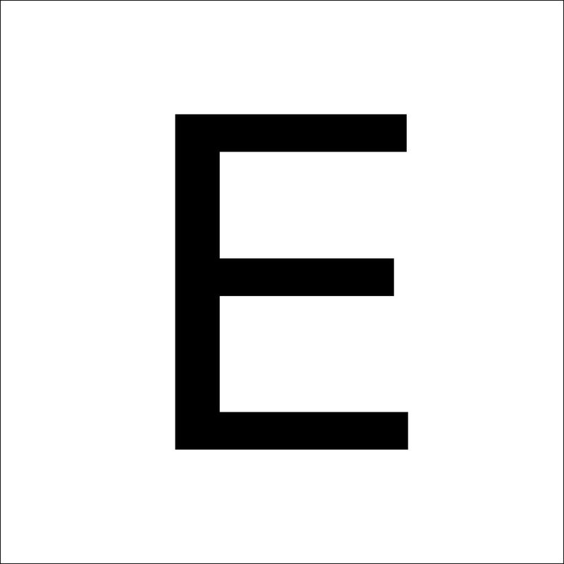 RZB - Beschriftung Buchstaben/Zahlen Buchstabe "E" 99223.013.E sw 120mm groß  − 1 Stück