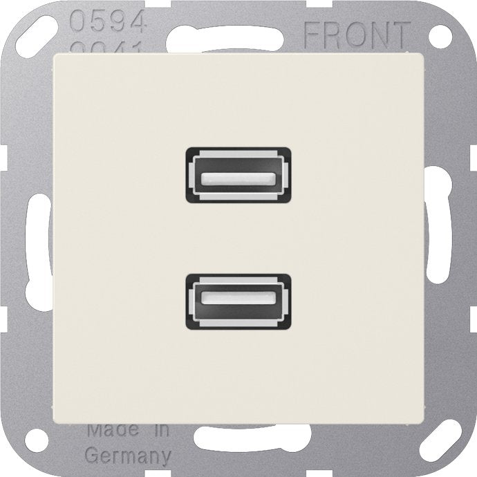 Jung - Multifunktions-Anschlussdose Multimedia-Anschluss ws MA A 1153 2 x USB m.Tragring