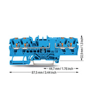 WAGO GmbH & Co. KG - Durchgangs-Reihenklemme 4-Leiter-Durchgangsklemme 2202-1804 Drücker,2,5 mm²,blau − 50 Stück