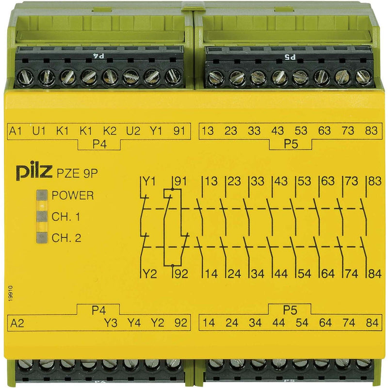 Pilz - Gerät zur Überwachung von sicherheitsgerichteten Stromkreisen Kontakterweiterungsblock PZE 9P #777140 24VACDC 8n/o 1n/c