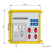 Walther Werke - Baustromverteiler Aufputzverteiler WAP0315 44kVA, 2 RCDs TypA