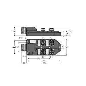 Turck - Passiver Sensor-/Aktor-Verteiler (mit Leitung) Verteiler passiv TB-4M12-4P2-CS12H M12x1-4fach  − 1 Stück
