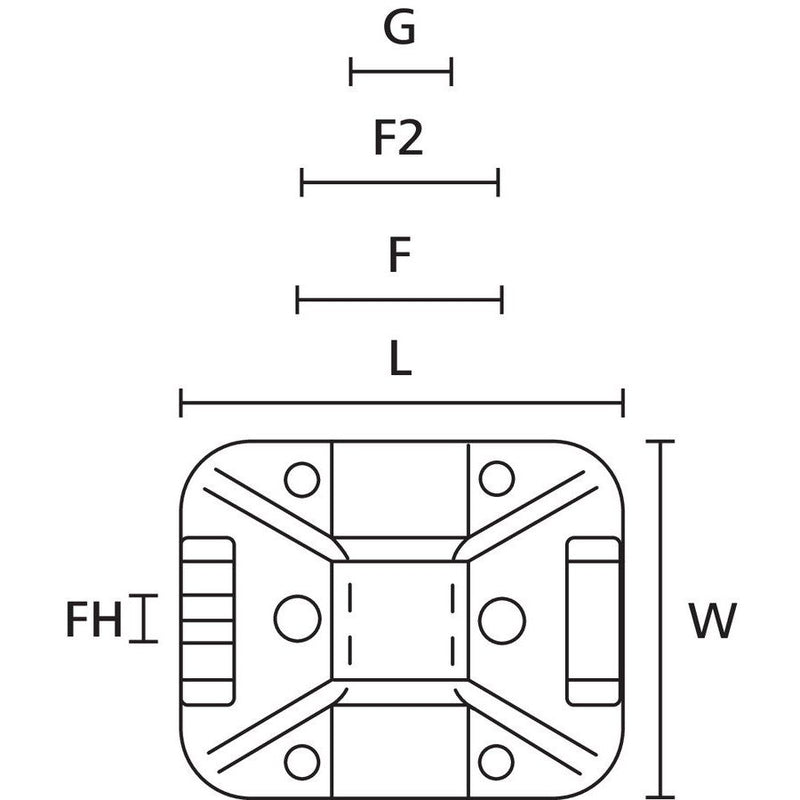 HellermannTyton - Befestigungssockel und -element für Kabelbinder Klebesockel TY8G1S-W-C1 − 100 Stück