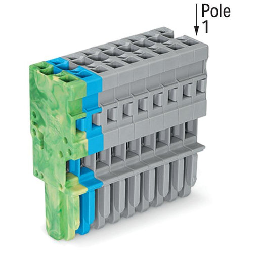 WAGO - Ein- und mehrpolige Klemmenleiste 1-Leiter-Federleiste 769-109/000-039 4mm²,gr/bl/gn-ge − 25 Stück