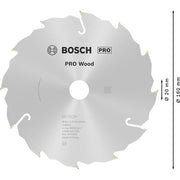 Bosch - Kreissägeblatt PRO Wood Kreissägeblatt, 2608640786 160 x 2,2 x 20 mm