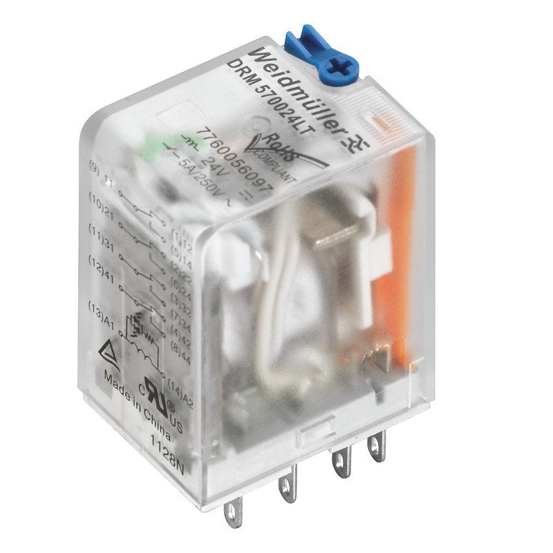 Weidmüller - Schaltrelais Miniatur-Industrierelais DRM270024LT AU 24VDC 2Wechsler − 20 Stück