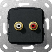 Gira - Einsatz/Abdeckung für Kommunikationstechnik Cinch Audio Lötanschluss 563210 UP Tragring sw matt