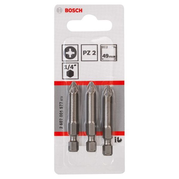 Bosch - Bit Schrauberbit Extra-Hart PZ 2607001577 2, 49 mm, 3er-Pack