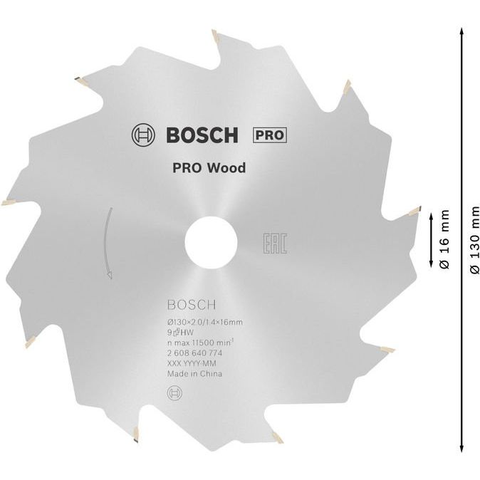 Bosch - Kreissägeblatt PRO Wood Kreissägeblatt, 2608640774 130 x 2 x 16 mm, Z9