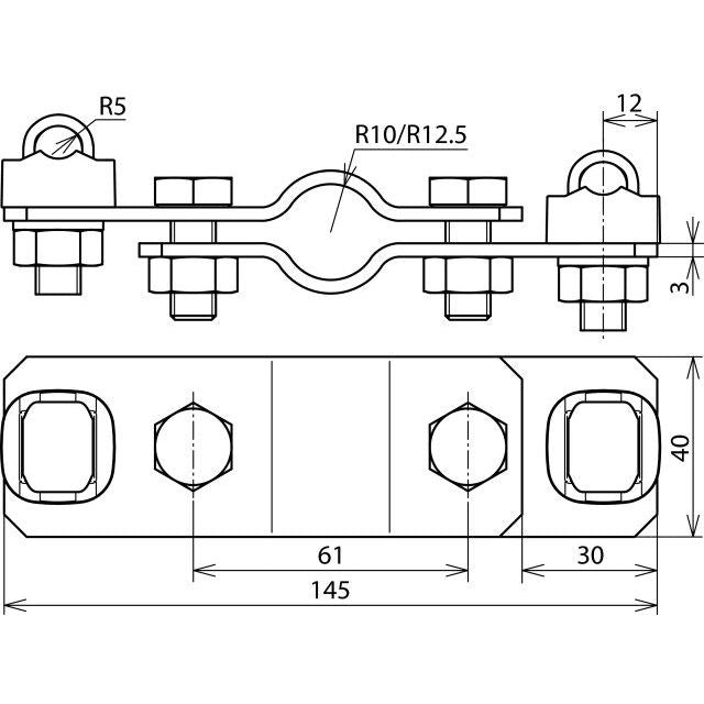 DEHN - Anschlussklemme für Stab-/Tiefenerder TE-Anschlussschelle ASTE252XKSV710STTZN St/tZn D 25mm