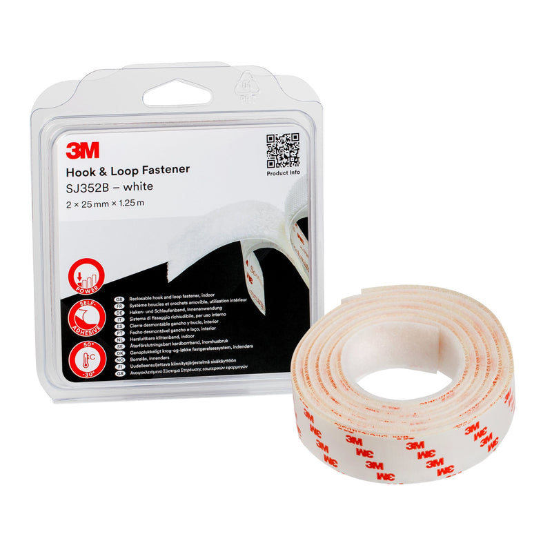 3M - Klettband Haken Schlaufen SJ352W/IPS 25mmx1,25m,4,4mm − 4 Stück
