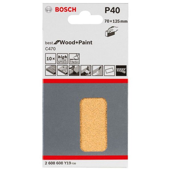 Bosch - Schleifpapier/Schleifvlies Schleifblatt 2608608Y19 C470, 10er-Pack