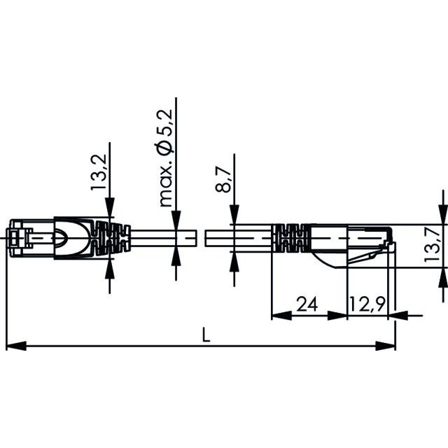 Telegärtner - Patchkabel Kupfer Patchkabel Cat6A 0,5m ge 100007985 S-FTP,LSZH,Mant.grau