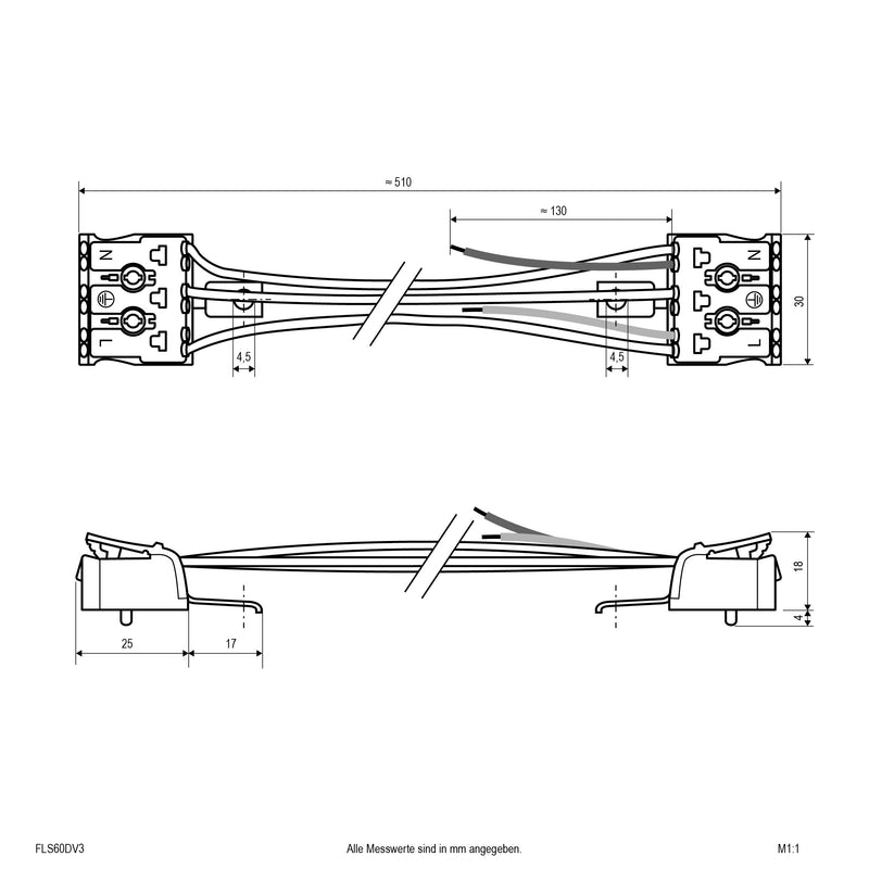 EVN Lichttechnik - Mechanisches Zubehör/Ersatzteile für Leuchten Durchgangsverdrahtungsset FLS60DV3