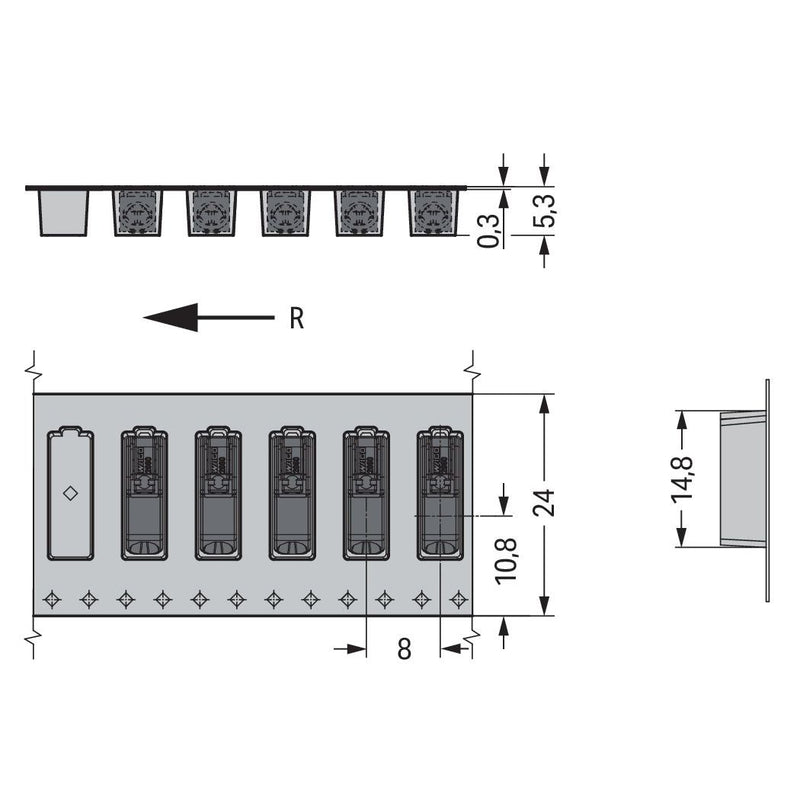WAGO - Ein- und mehrpolige Klemmenleiste SMD-Leiterplattenklemme 2060-471/998-404 0,75 mm²,schwarz − 13500 Stück