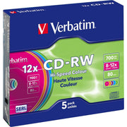 Verbatim - Speichermedium digital CD-RW 80Min/700MB/8-12 43167 (VE5) Slimcase (5 Disc)