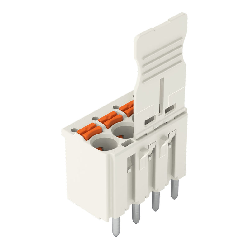 WAGO - Leiterplattensteckverbinder 1-Leiter-THT-Federleiste 2092-1160/000-5000 CAGE CLAMP,lichtgrau − 50 Stück