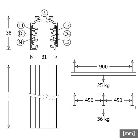 LTS Licht&Leuchten - Stromschiene 4m ST-A 40/9000A-4-STws weiß