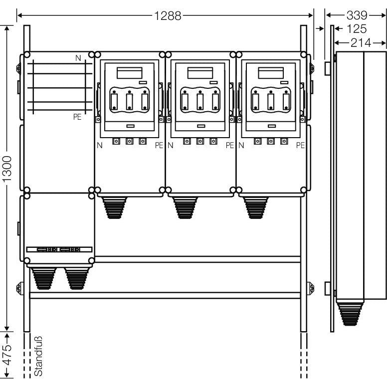 Hensel - Verteilerschrank für Energieversorgung Ladeverteiler Mi EV 140kW 3000 f.3 Abgänge a 140kW