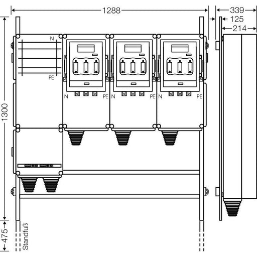 Hensel - Verteilerschrank für Energieversorgung Ladeverteiler Mi EV 140kW 3000 f.3 Abgänge a 140kW
