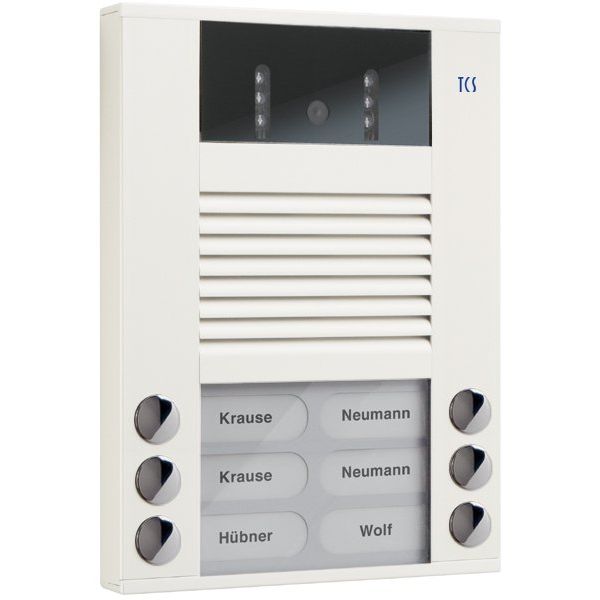TCS Tür Control - Türstation für Türkommunikation Video color Außenstation AVE14063-0018 6Tast 2reih.AP ws