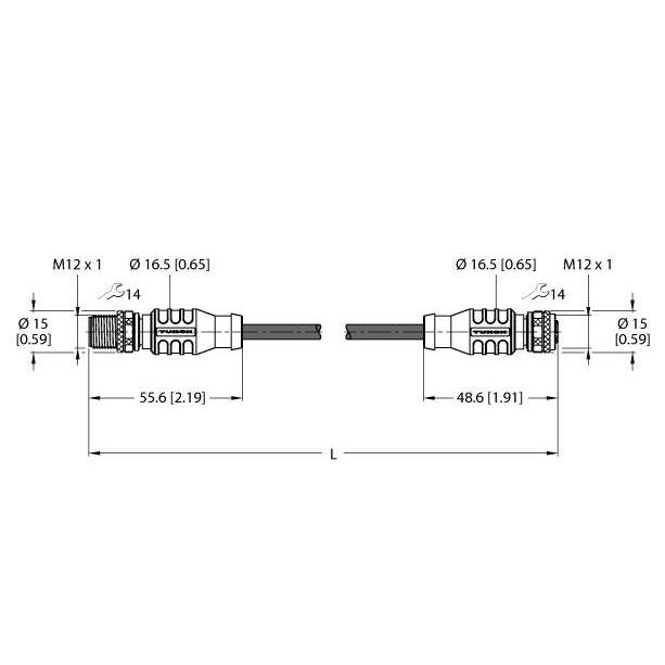 Turck - Rundsteckverbinder, feldkonfektionierbar (Industriesteckverbinder) Verbindungsleitung RSSD-RKSD-4422-25M − 1 Stück