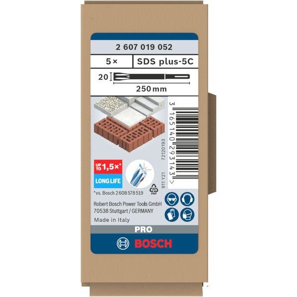 Bosch Power Tools - Maschinenmeißel PRO SDS plus-5C 2607019052 Flachmeißelset 20 x  − 1 Packung
