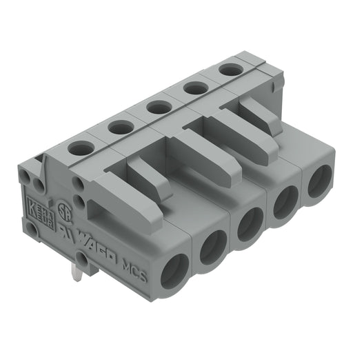 WAGO - Leiterplattensteckverbinder THT-Federleiste abgewink. 232-235 Rastermaß 5mm,grau − 100 Stück