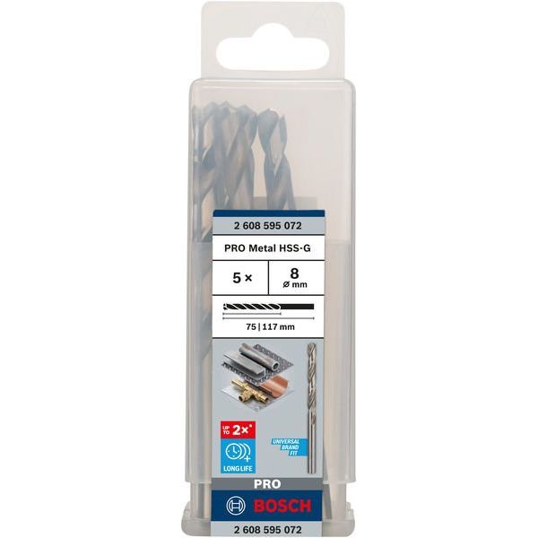 Bosch - Bohrer PRO Metal HSS-G 2608595072 Spiralbohrer 8 x 75