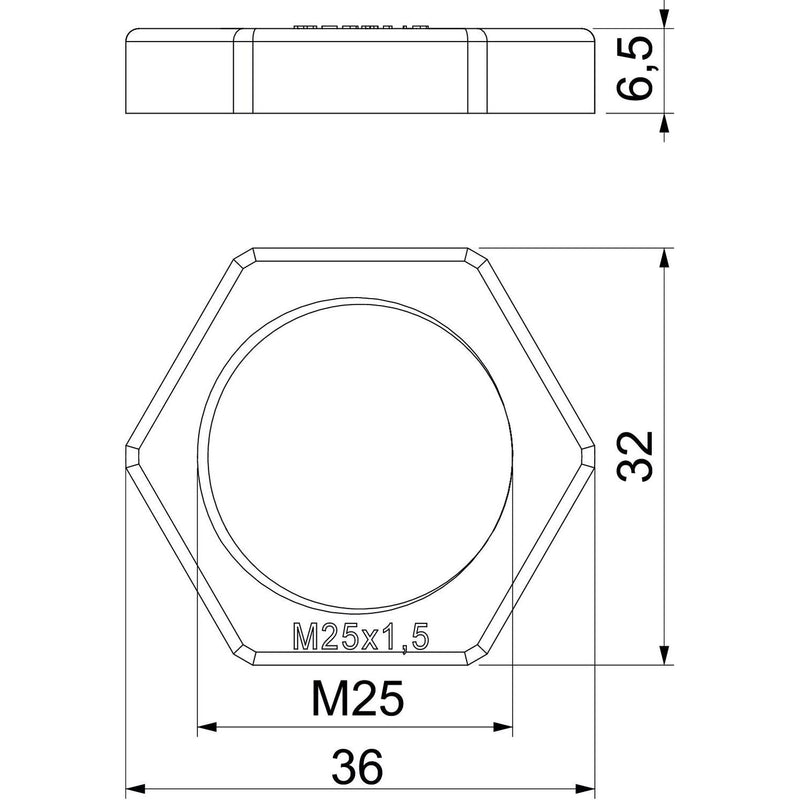 OBO Bettermann - Gegenmutter für Kabelverschraubung Gegenmutter 116 M25 SGR PA Iso − 100 Stück