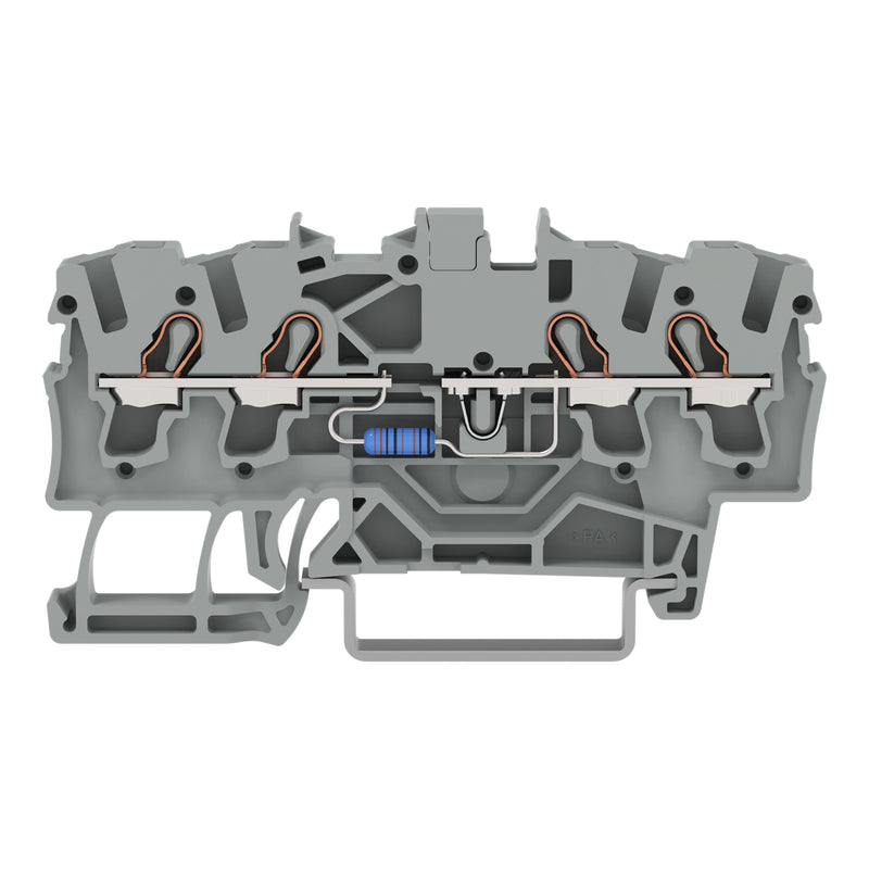 WAGO - Bauelement-Reihenklemme Bauelementklemme,4 Leiter 2002-1411/1000-523 Widerstand 1K8,grau − 100 Stück
