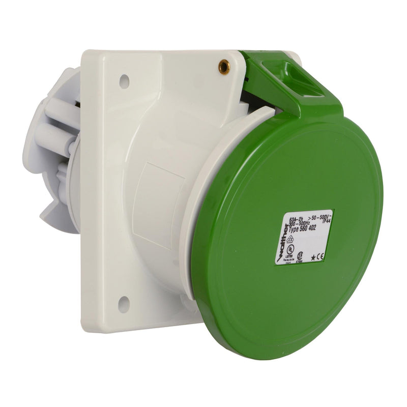 Walther Werke - CEE-Anbausteckdose (IEC 60309) Anbaudose schräg 63A 560402 4P >50-500V 2h IP44
