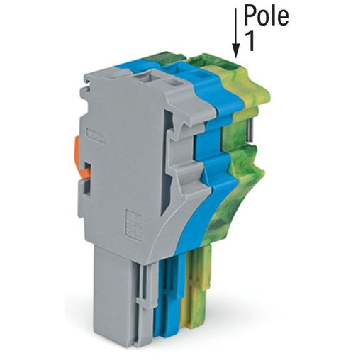 WAGO - Ein- und mehrpolige Klemmenleiste 1-Leiter-Federleiste 2022-103/000-038/999 4 mm²,gr/bl/gn-ge − 100 Stück