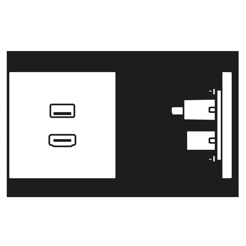 Jung - Multifunktions-Anschlussdose Multimedia-Anschluss aws MA LS 1163 WW HDMI/USB m.Tragring