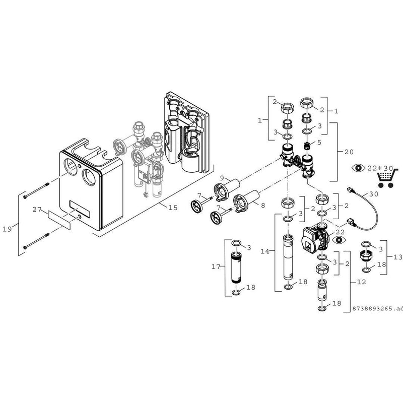 Bosch Thermotechnik - Hydraulische Regelstation Heizkreisset ohne Mischer HS32/7.5 364x290x190