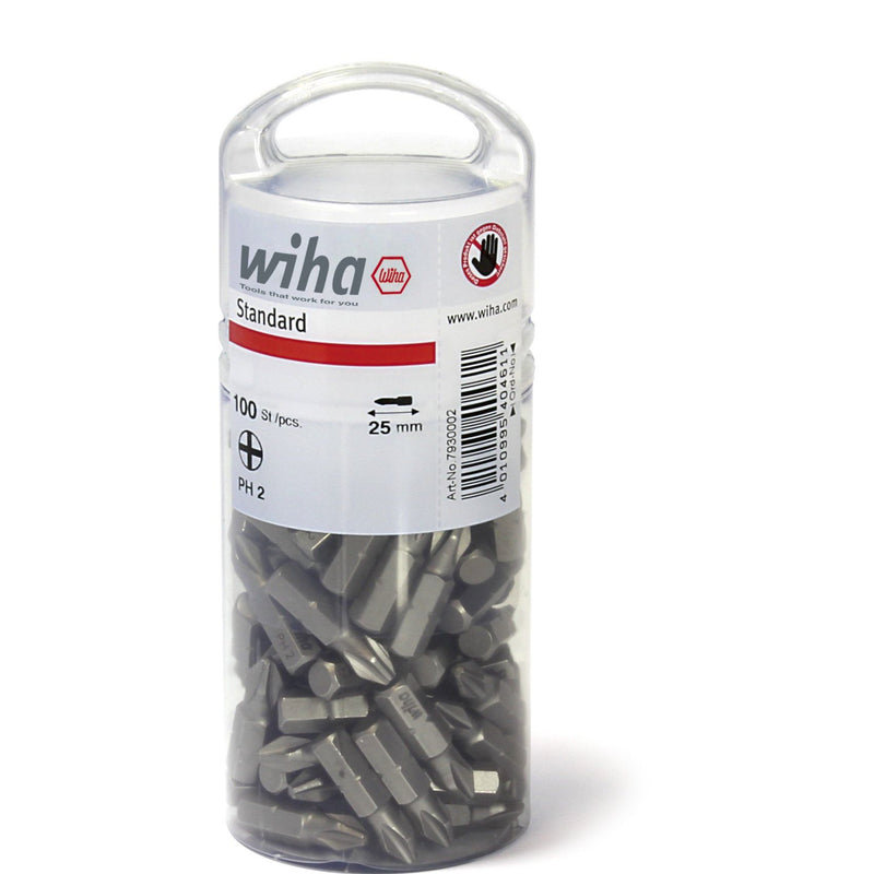 Wiha - Bit-Set Bit Set Standard 25mm 7930002 PH2 100-tlg. 1/4"
