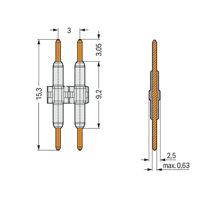 WAGO GmbH & Co. KG - Zubehör/Ersatzteile für Klemmen Verbindungselement 2059-902 Maß 3mm,2-polig,ws − 500 Stück