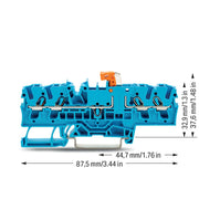 WAGO - Trenn- und Messtrenn-Reihenklemme 4-Leiter-Trenn-u.Messklem. 2002-1874 orange,blau − 50 Stück